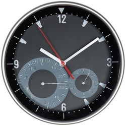 Wanduhr mit Hygro und Thermometer - Schwarz