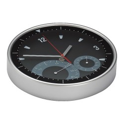 Wanduhr mit Hygro und Thermometer - Schwarz