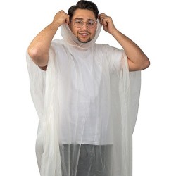 Regenponcho aus PLA in einer Tragetasche - kompostierbar - Transparent
