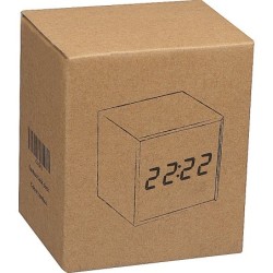 Tischuhr mit schwarzem Display und blauer LED Anzeige - Beige