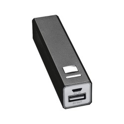 Powerbank 2.200 mAh aus Metall inkl. Ladekabel - Schwarz