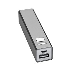 Powerbank 2.200 mAh aus Metall inkl. Ladekabel - Silbergrau