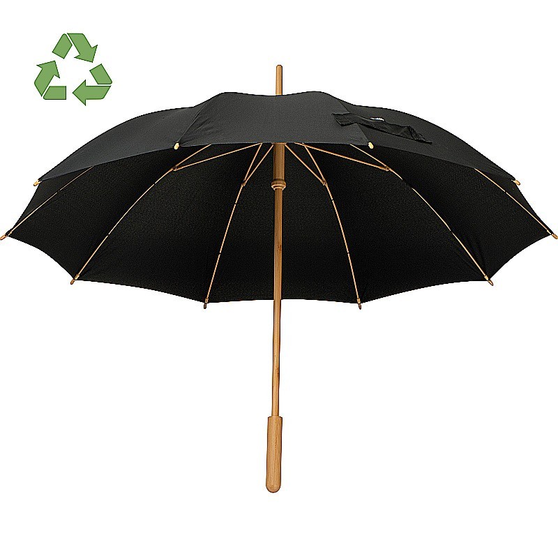 Stockschirm aus Bambus und RPET - Schwarz