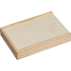 Spielkarten in Holzbox mit Würfel - Beige