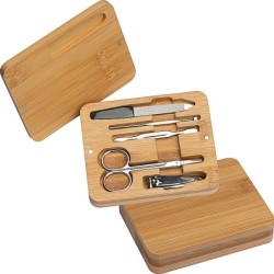 Manikürset in Bambusetui - Beige