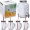Set aus Getränkespender und 4 Glaskrügen  - Transparent