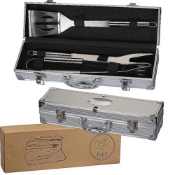 Grillkoffer aus Metall - Silbergrau