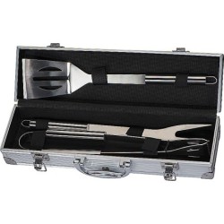 Grillkoffer aus Metall - Silbergrau