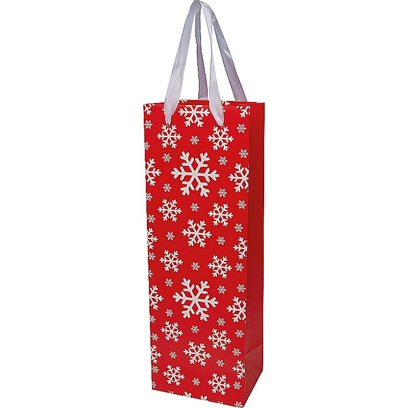 Weihnachtstragetüte aus Papier für eine Flasche - Rot