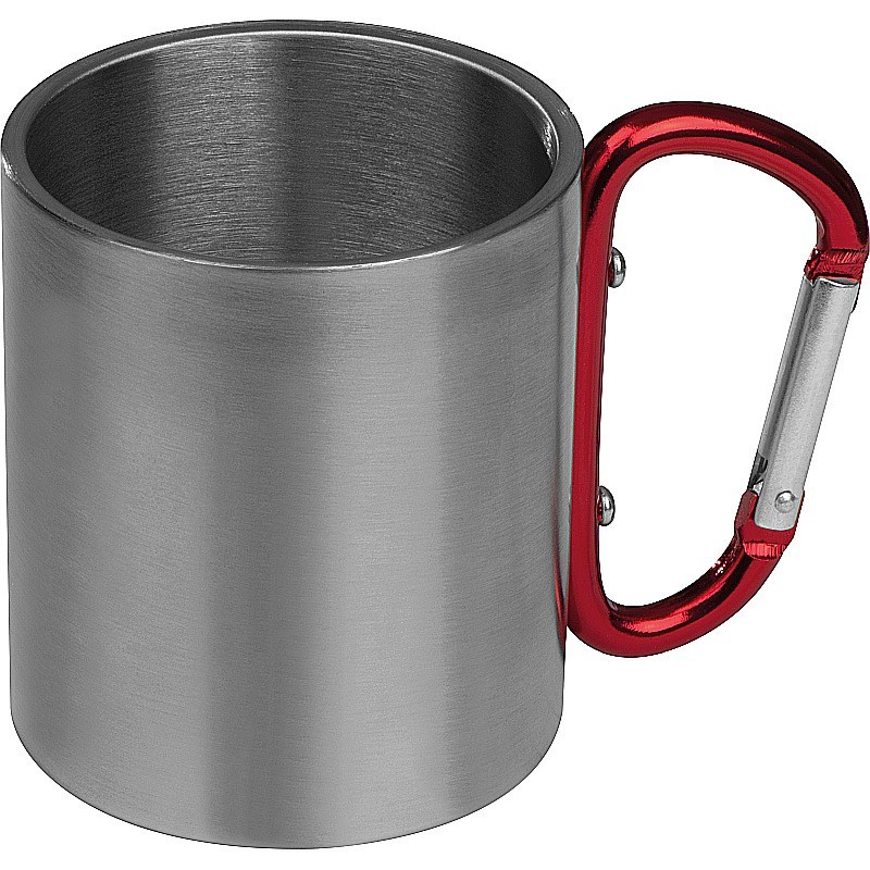 Tasse aus Metall mit Karabinerhaken 200ml - Rot