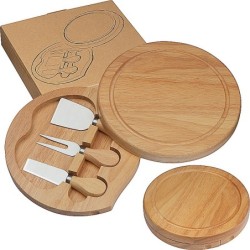 Käsebrett mit 3 Käsebestecken - Beige