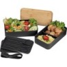 2 stöckige Lunchbox aus Kunststoff und Bambus - Schwarz