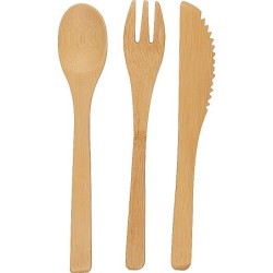 Bambus Besteck im Baumwolletui - Beige