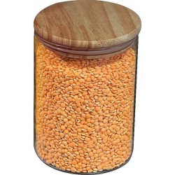 Dose aus Borosilikatglas mit Kiefernholzdeckel 700ml - Transparent