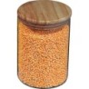 Dose aus Borosilikatglas mit Kiefernholzdeckel 700ml - Transparent