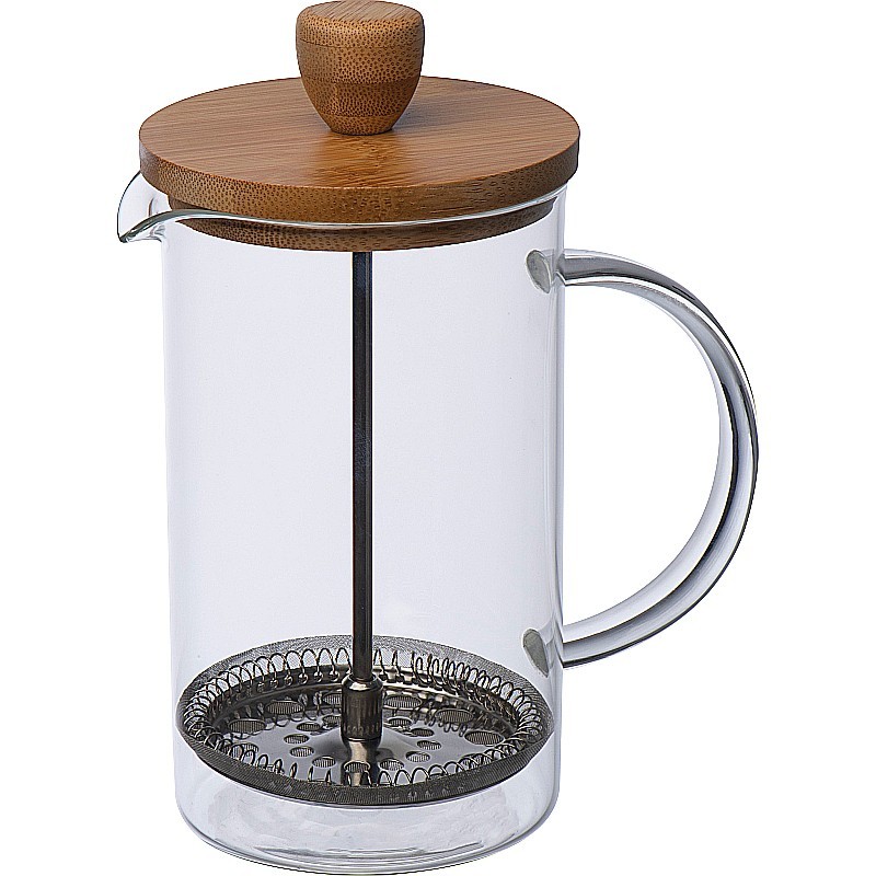 Kaffee- oder Teezubereiter aus Glas mit Bambusdeckel - Transparent