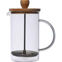 Kaffee- oder Teezubereiter aus Glas mit Bambusdeckel - Transparent