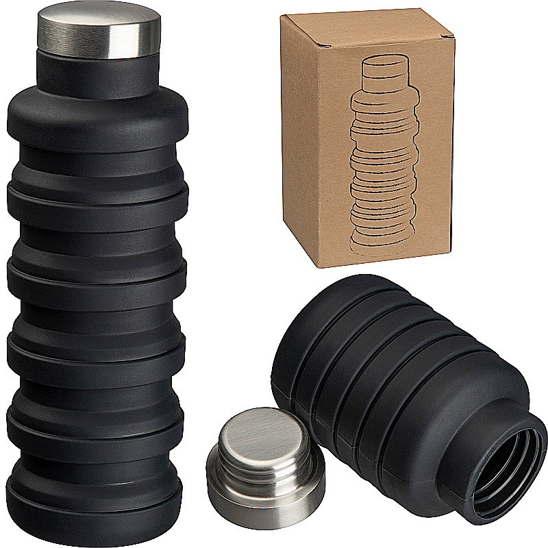 Ausziehbare Silikonflasche - Schwarz