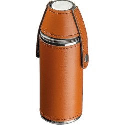 Flachmann aus Edelstahl mit 2 Pinchen - Braun