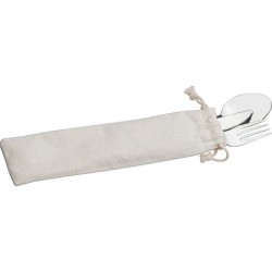 Besteckset in einem Baumwolltäschchen - Beige