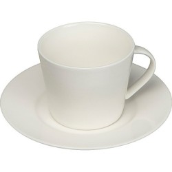 Porzellantasse mit Unterteller - Weiß