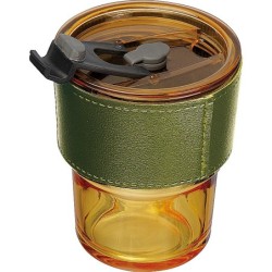 Farbiges Trinkglas mit Glasstrohhalm - Gelb