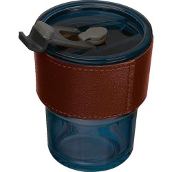 Farbiges Trinkglas mit Glasstrohhalm - Dunkelblau