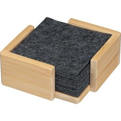 15 Filzuntersetzer im Bambusständer - Anthrazit
