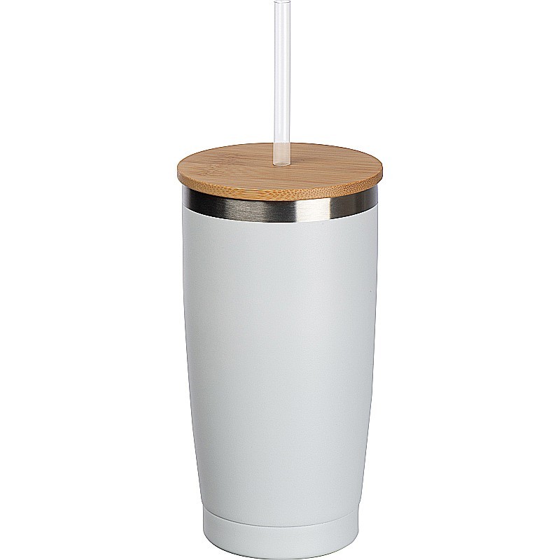 To Go Becher mit Trinkhalm  - Weiß