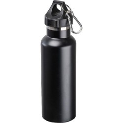 Vakuum Isolierflasche, matt, 750ml mit Karabiner - Schwarz