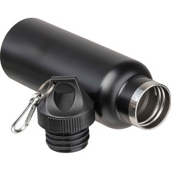 Vakuum Isolierflasche, matt, 750ml mit Karabiner - Schwarz