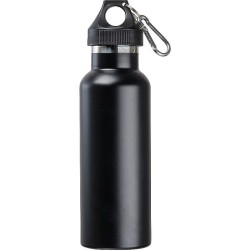 Vakuum Isolierflasche, matt, 750ml mit Karabiner - Schwarz
