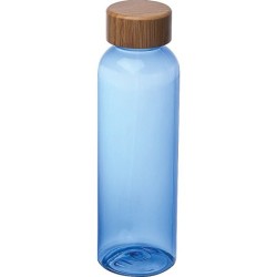 Trinkflasche aus PET mit Bambusdeckel, 500ml  - Blau