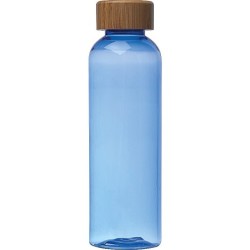 Trinkflasche aus PET mit Bambusdeckel, 500ml  - Blau