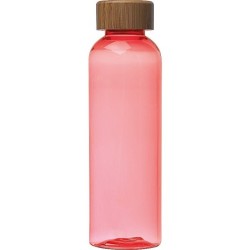 Trinkflasche aus PET mit Bambusdeckel, 500ml  - Rot