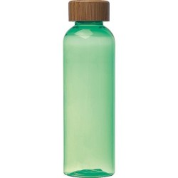 Trinkflasche aus PET mit Bambusdeckel, 500ml  - Grün