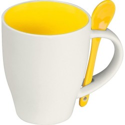 Tasse aus Porzellan mit Löffel 250ml - Gelb