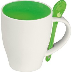 Tasse aus Porzellan mit Löffel 250ml - Grün