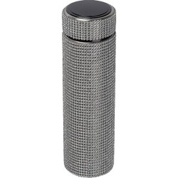 Große Edelstahltrinkflasche mit Strassstein-Akzenten  - Silbergrau