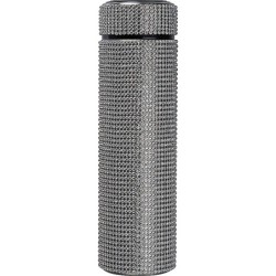 Große Edelstahltrinkflasche mit Strassstein-Akzenten  - Silbergrau