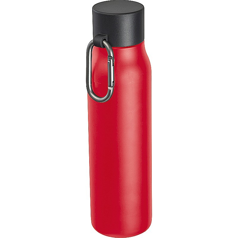 Trinkflasche mit Karabiner, 600ml  - Rot