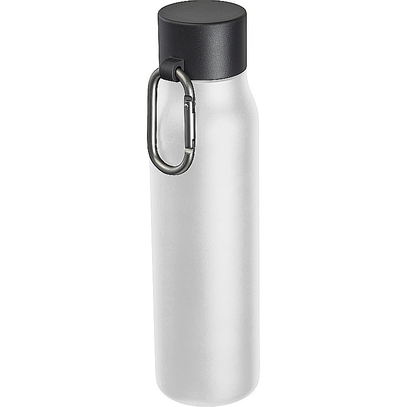 Trinkflasche mit Karabiner, 600ml  - Weiß