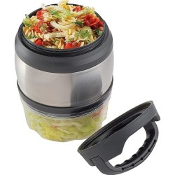 Lunch Box mit Tragehenkel 600ml - Silbergrau