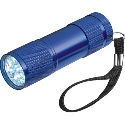 Taschenlampe aus Aluminium mit 9 LEDs inkl. Batterien in einer Box - Blau