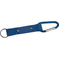Schlüsselanhänger mit Karabiner und Plättchen aus Metall - Blau