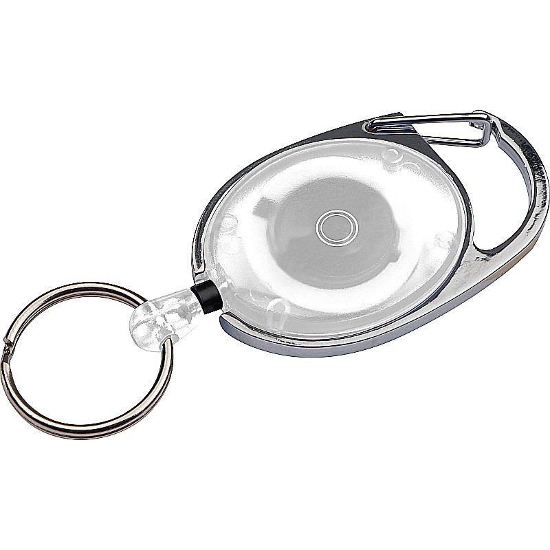 Schlüsselanhänger mit Karabiner und ausziehbarem Schlüsselring - Weiß
