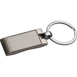 Metall Schlüsselanhänger rechteckig mit gewellter Rückseite - Silbergrau