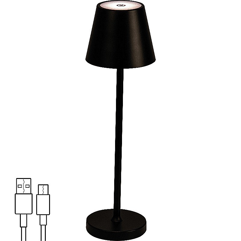 Tischlampe mit Touchsensor akkubetrieben - inklusive Ladekabel - Schwarz
