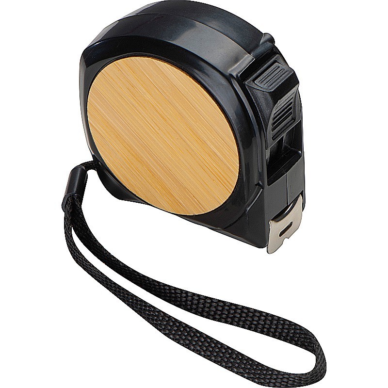 Maßband mit Bambusapplikation 5m - Schwarz