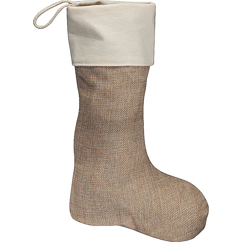 Weihnachtssocke aus Jute - Beige